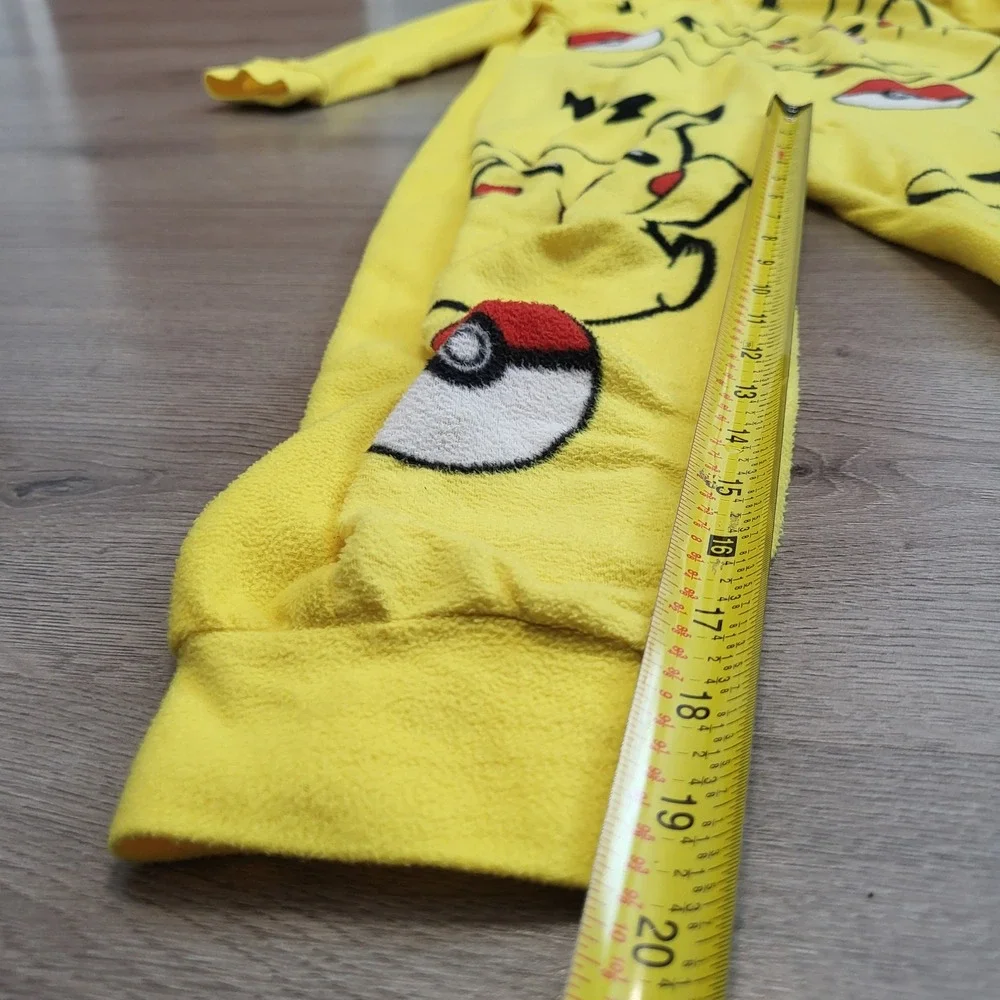 Pokemon Pikachu Hooded Fleece Union Suit Pajamas Costume Yellow Kids Size 8